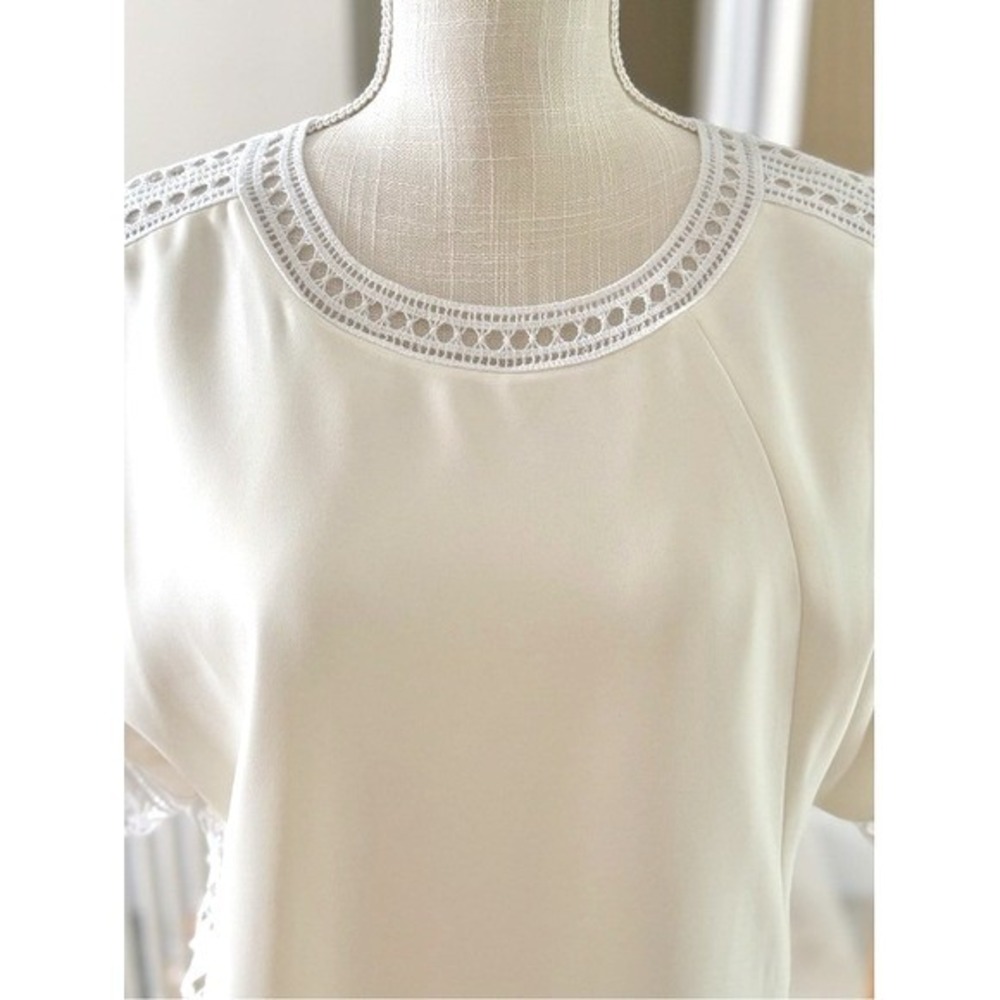 Tory Burch Marissa Ivory Cream Crochet Lace Trim Shift Dress Sz 14‎ - Picture 10 of 14